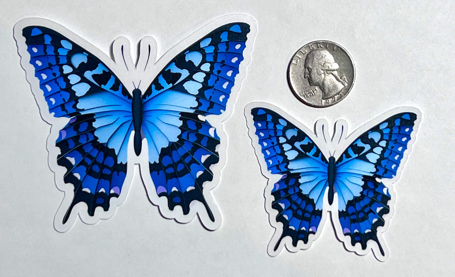 Blue Butterfly Sticker | Blue and Black Vibrant Insect Art