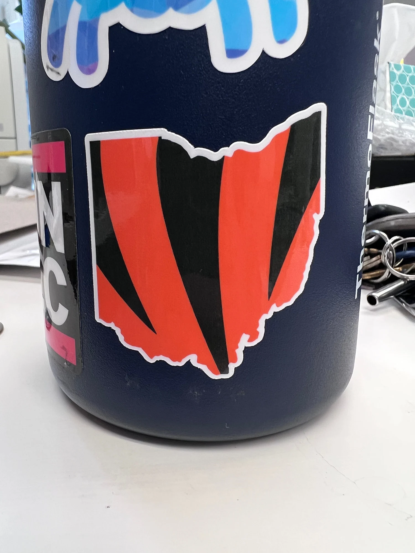 Ohio Bengals Sticker in Orange and Black Stripes- For Cincinnati Bengals Fans | Joe Burrow | Bengals Pride for your water bottle/cooler