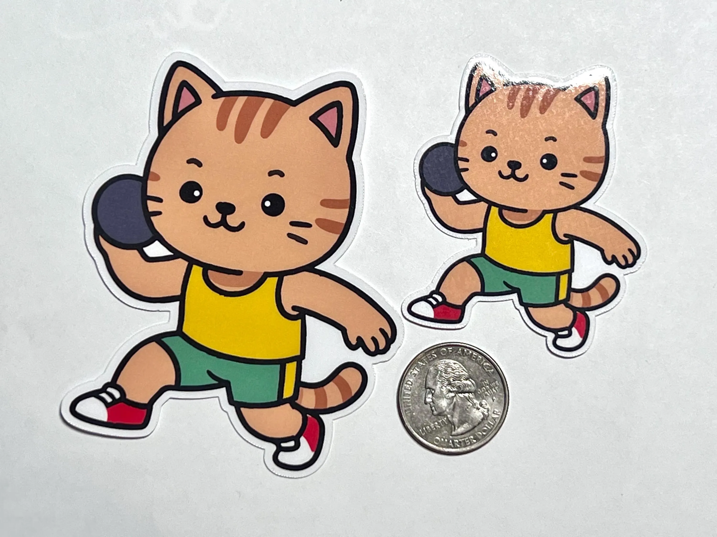 Shot Put Cat Vinyl Sticker: Track & Field Gift