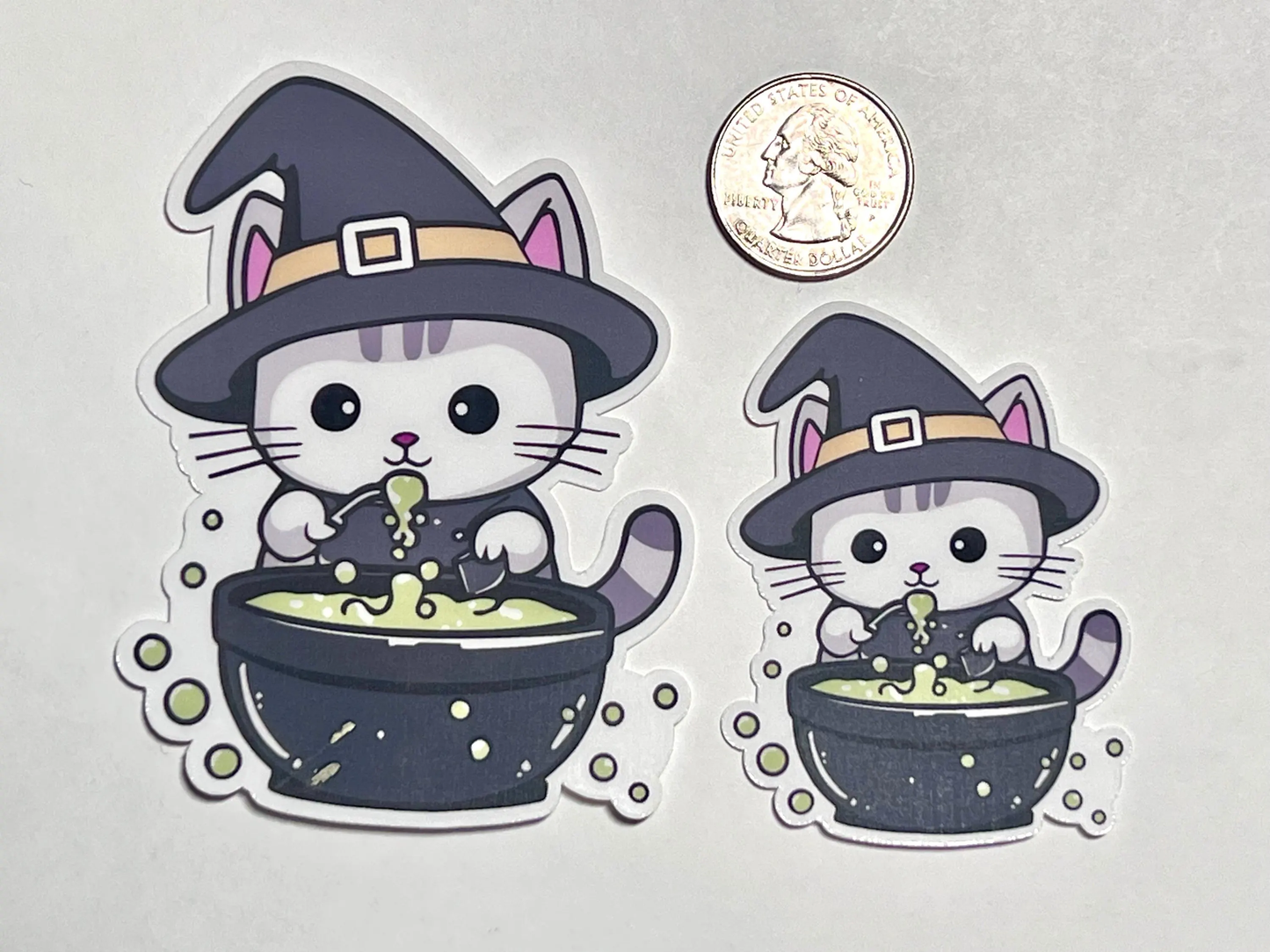 Witch Cat Sticker | Halloween Sticker- Witches Brew in a Cauldron-Halloween Spirit