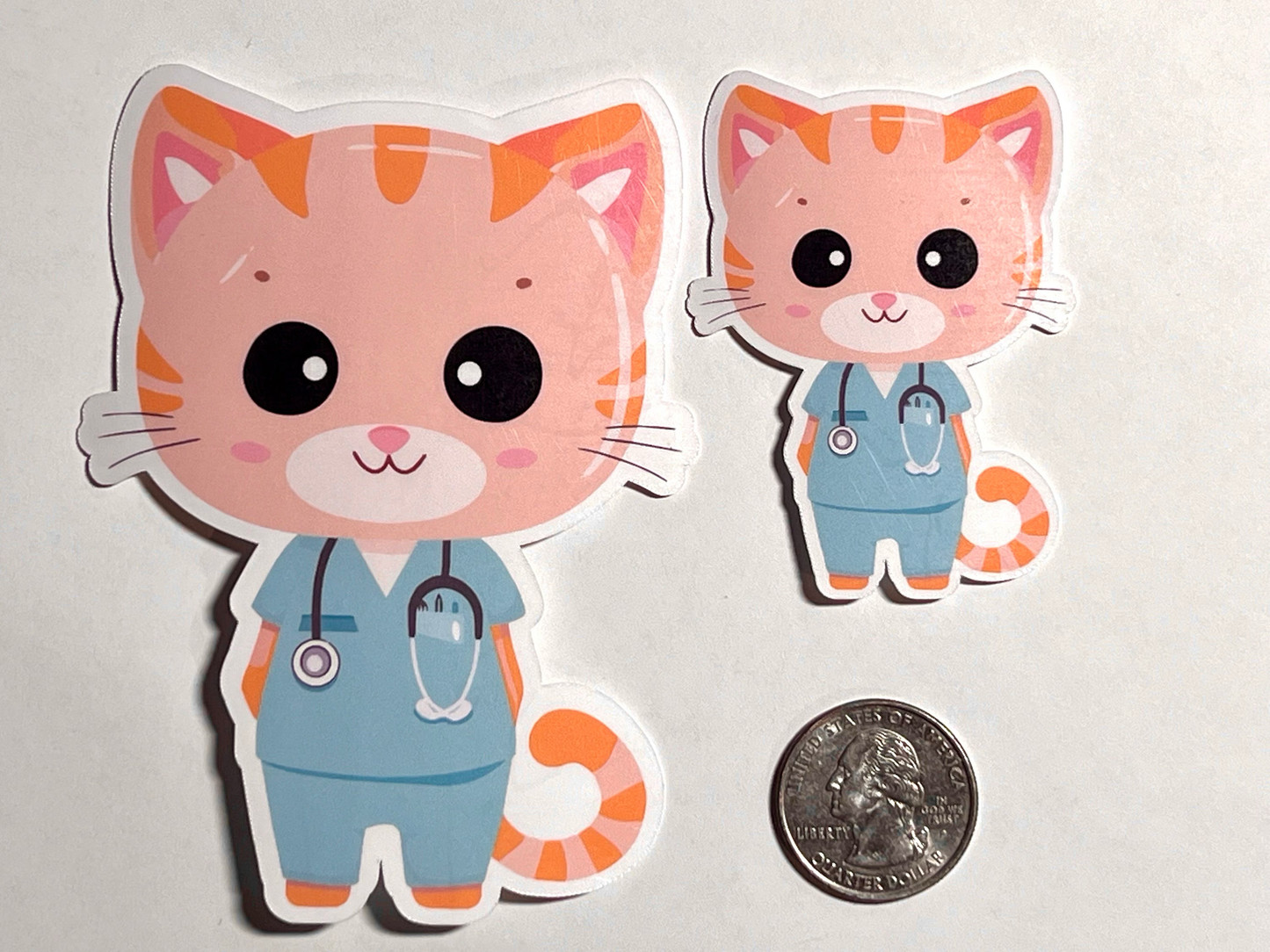 Cat in Scrubs Sticker | Doctor or Nurse Cat Vinyl Sticker | Physician