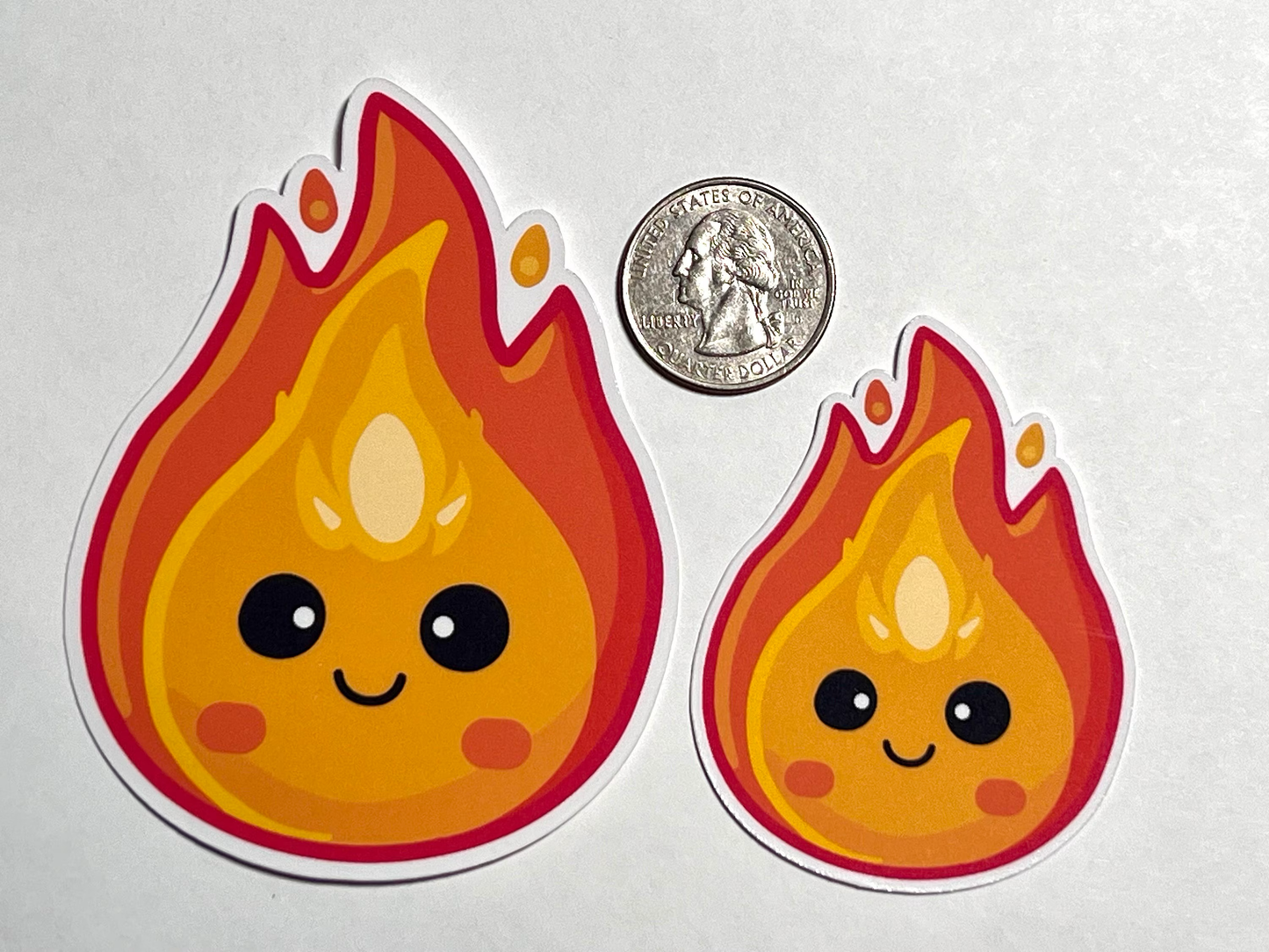 Cute Fire Sticker | Flickering Flame Kawaii Design Vinyl Sticker