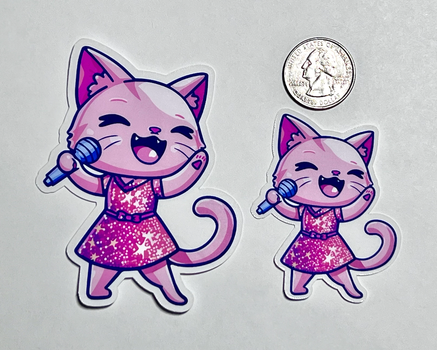 Singer Cat Sticker | Pop Star Kitty | Singer Voice Student | Choir Vocalist | Superstar Singing Idol | Female Performer