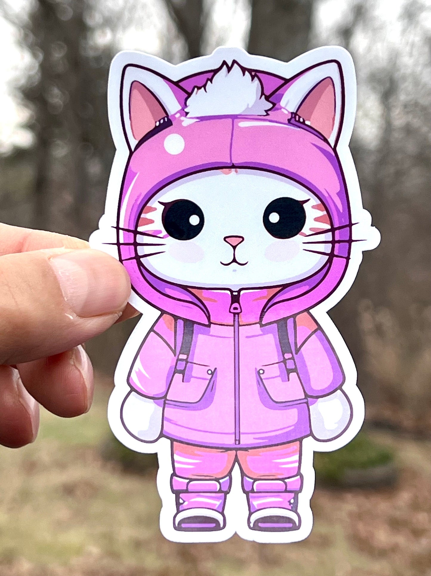 Winter Girl Cat | Chilly Winter Kitty Sticker | Outdoor Adventure Cat  | Cool Kitty | Snow Bunny