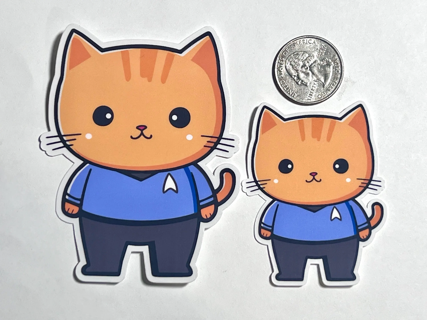 Star Trek Cat Blue Shirt Sticker | Space Explorer Kitty | Retro Sci-Fi | Science & Medical Blue Shirt