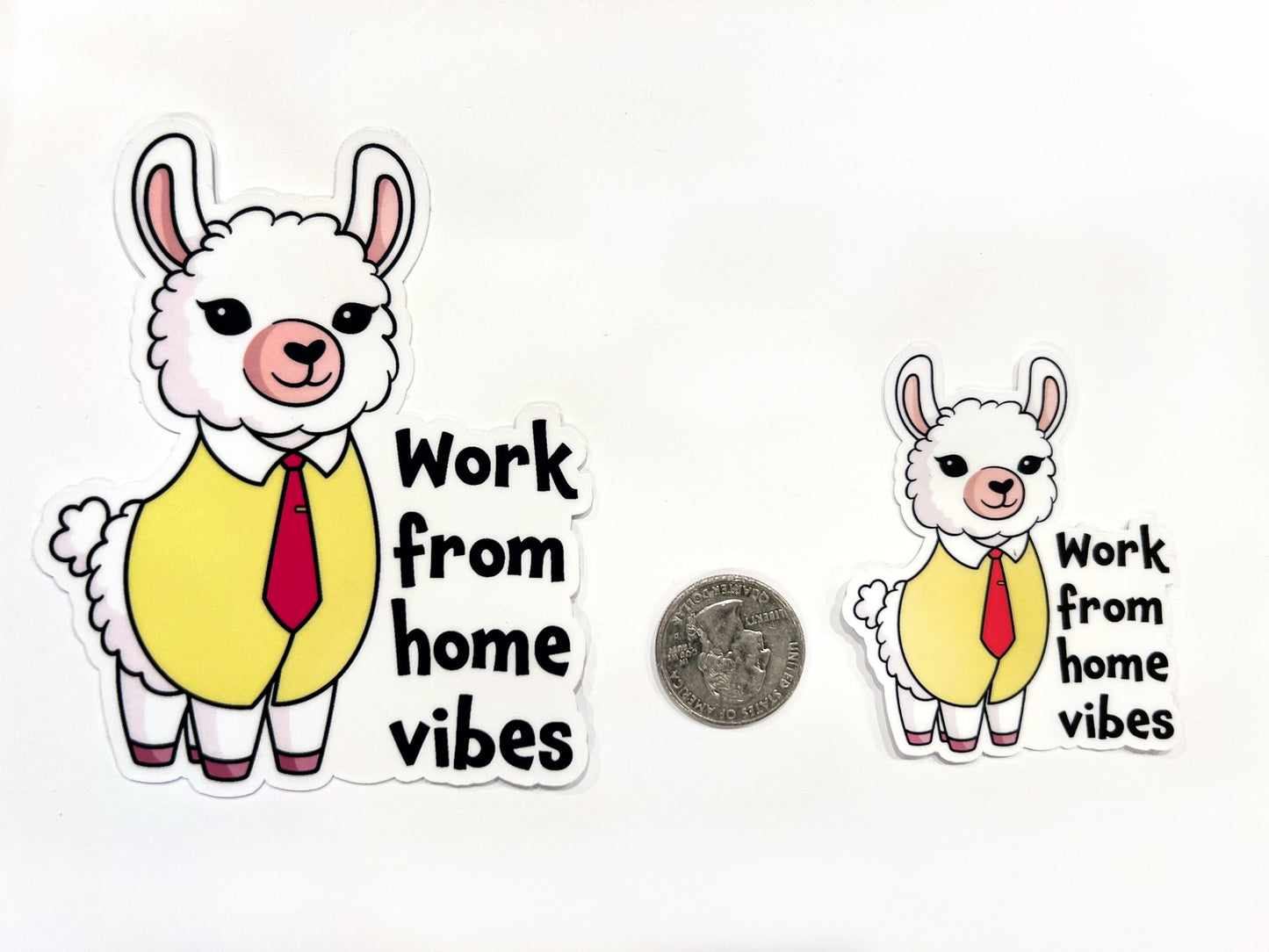 Work From Home Vibes Llama Vinyl Sticker, Llama gift, Llama sticker, Funny Llama Pun, Remote Work Gift