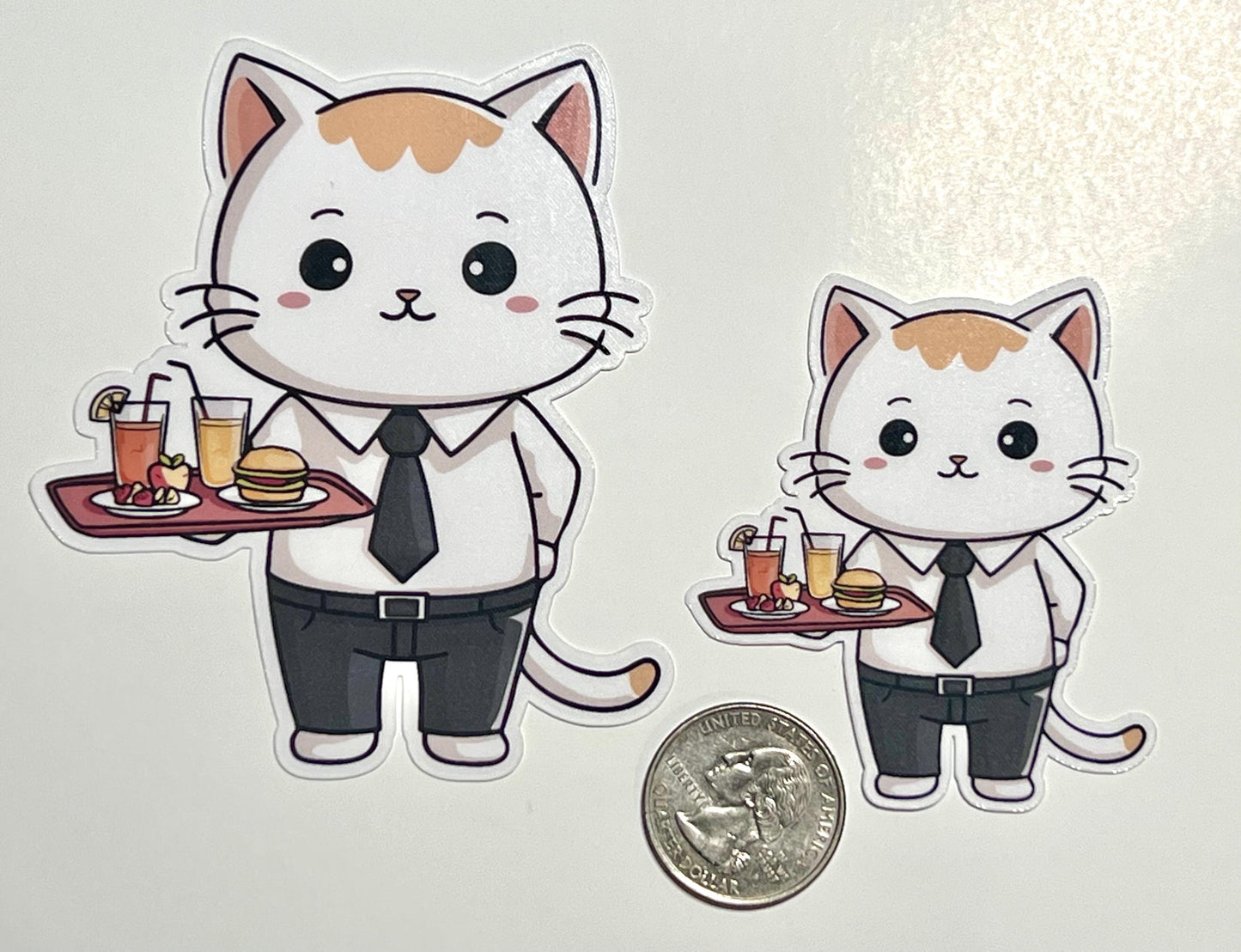 Waiter/Waitress Kitty Sticker | Server Cat Sticker