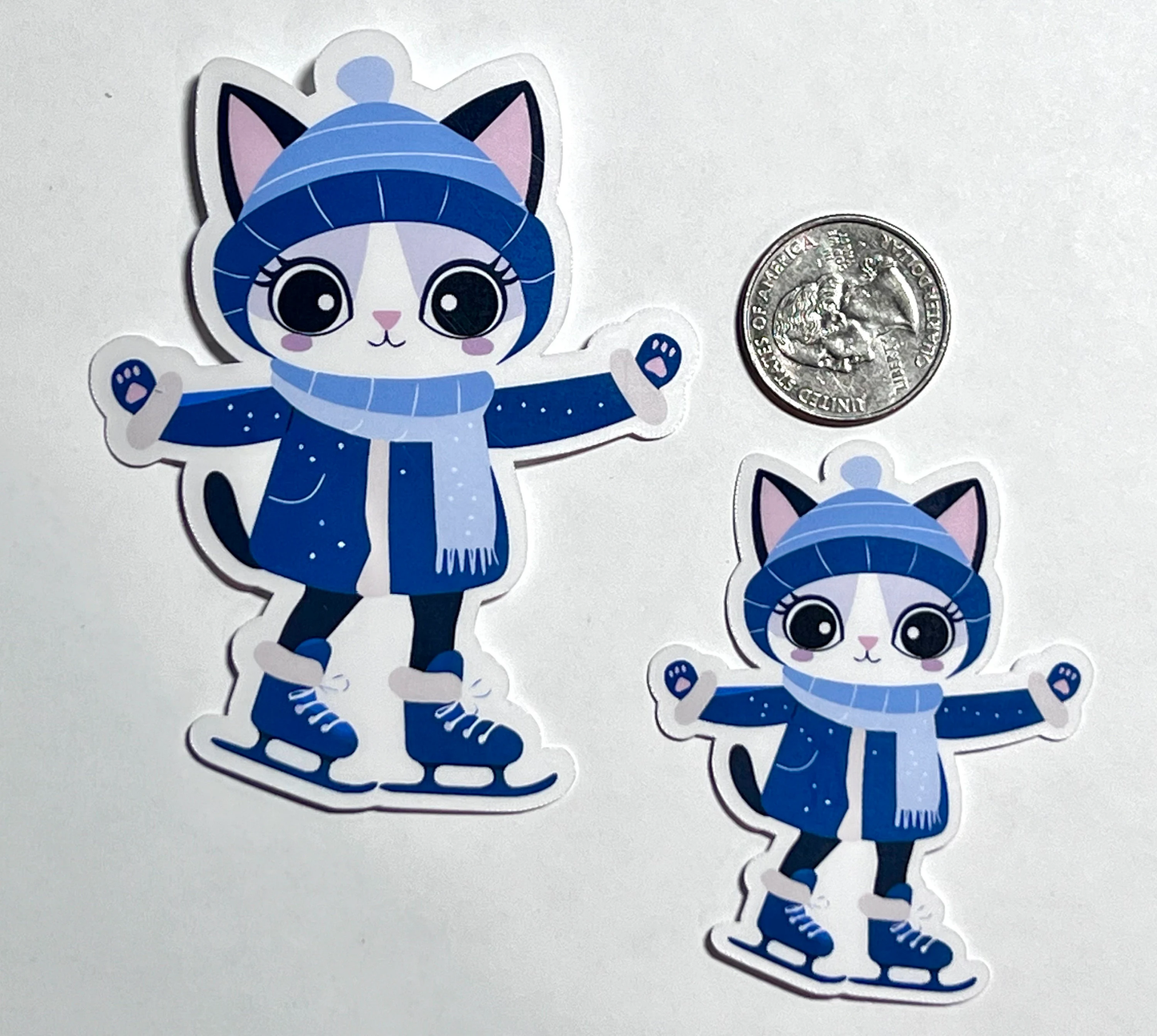 Ice Skating Cat Sticker | Winter Skater Kitty