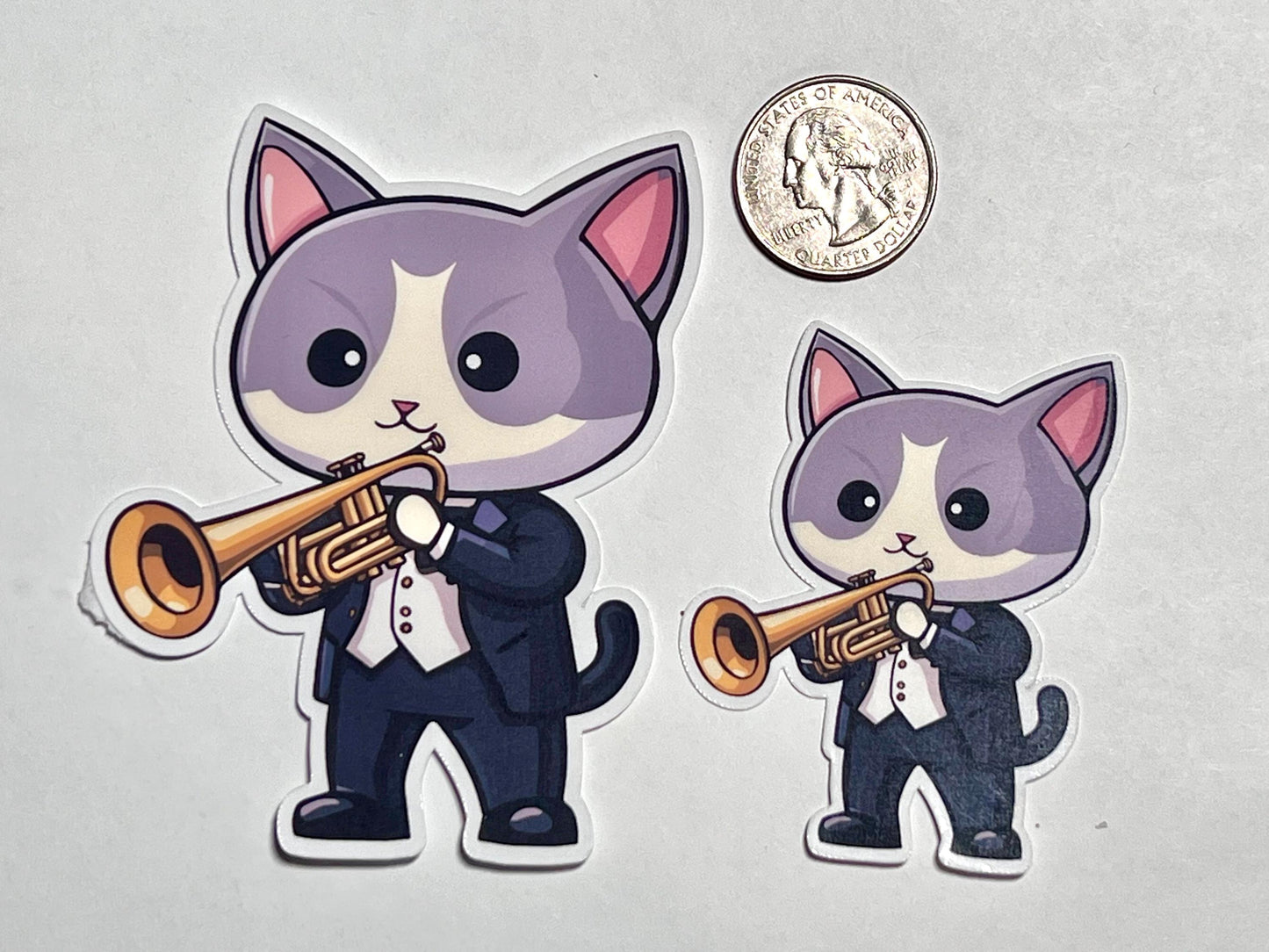 Trumpet Cat Sticker | Trumpet Kitty Orchestra Vinyl Sticker | Trumpet Teacher Gift | Orchestra Brass