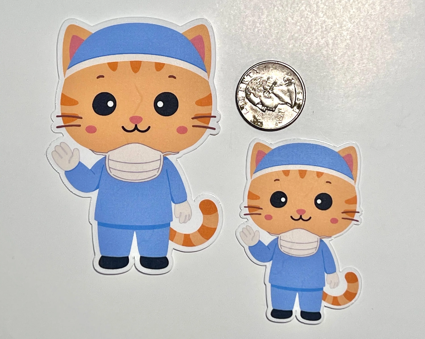 Surgeon Cat Sticker | Physician/Surgical Kitty | Surgical Gown | Waterproof Vinyl Sticker