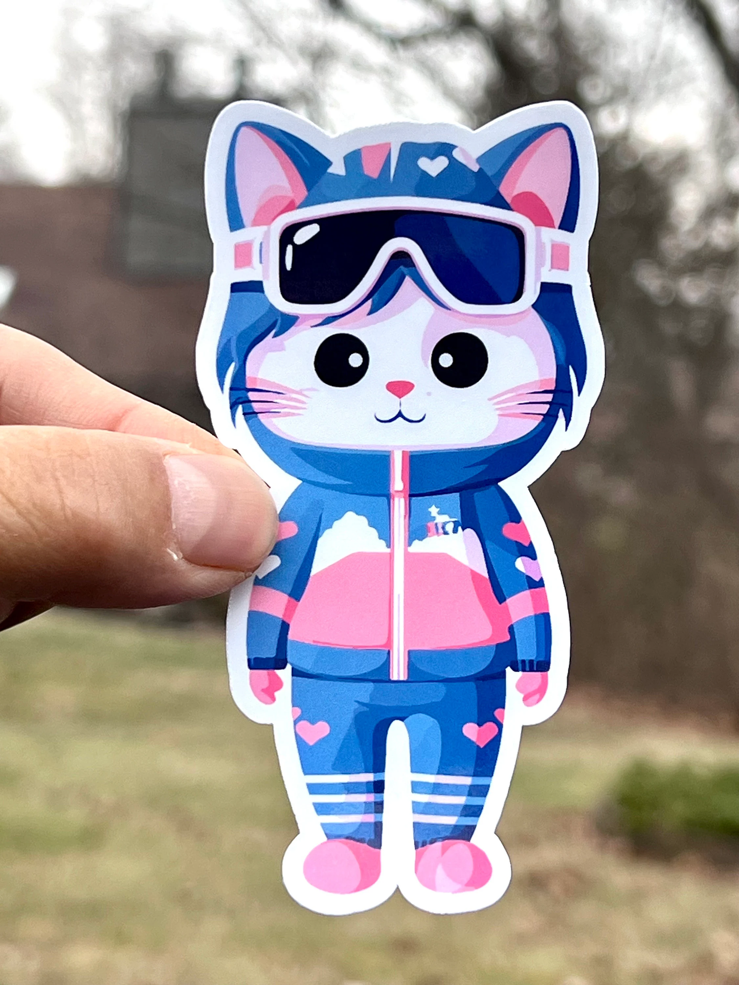 Ski Girl Cat | Winter Ski Kitty Sticker | Ski Competition Cat  | Skiing Cat