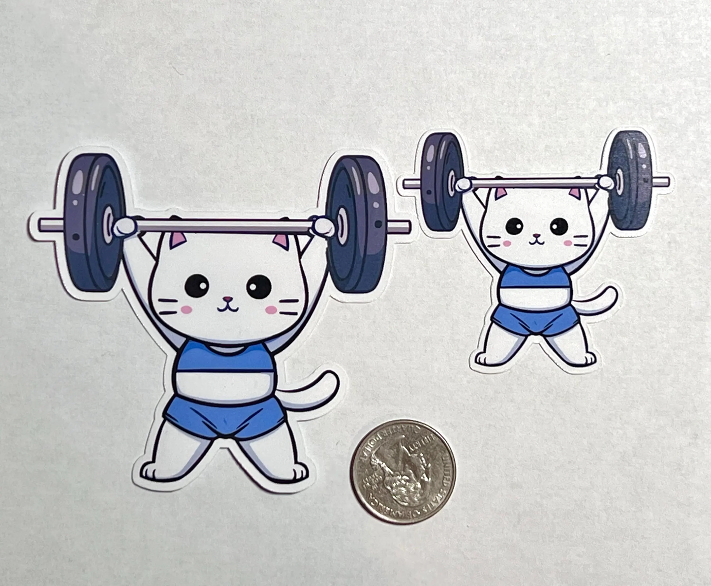 Weightlifting Cat Sticker | Barbell Kitty Vinyl Sticker