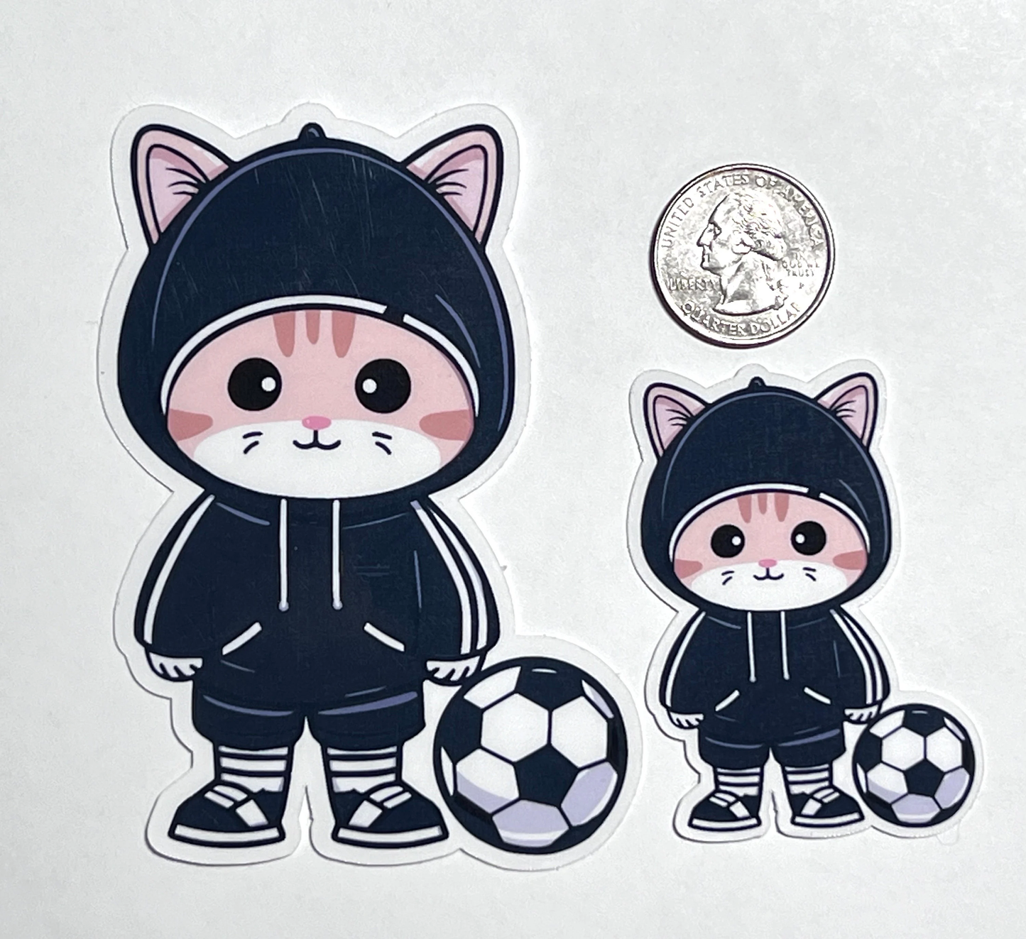 Soccer Cat in Hoodie Sticker | Football Cat Vinyl Sticker | Soccer Player | Soccer Team Gift