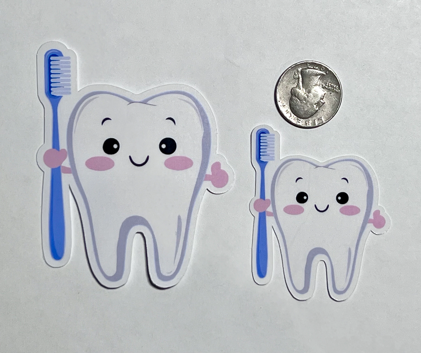 Tooth with Toothbrush Sticker | Brush Your Teeth Sticker | Dentist Gift | Dental Hygienist Sticker