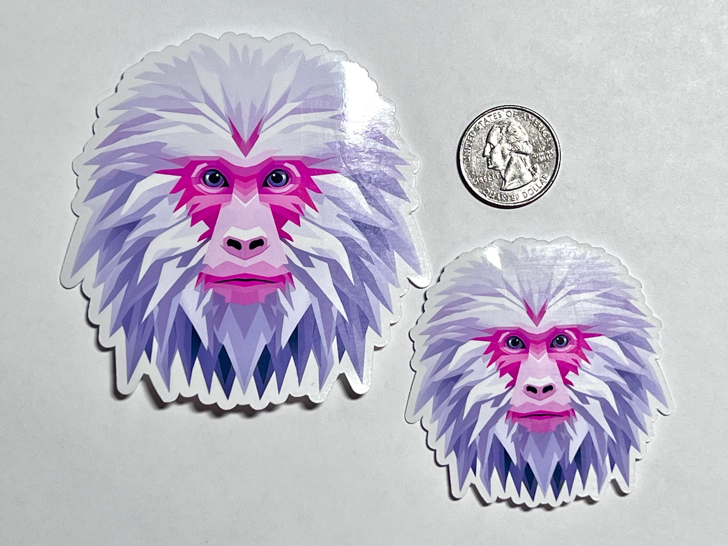 Snow Monkey Sticker | Japanese Macaque Vinyl Sticker | Monkey Lover | Zoo Sticker Gift | Water Bottle Sticker | Laptop Decal | Jigokudani