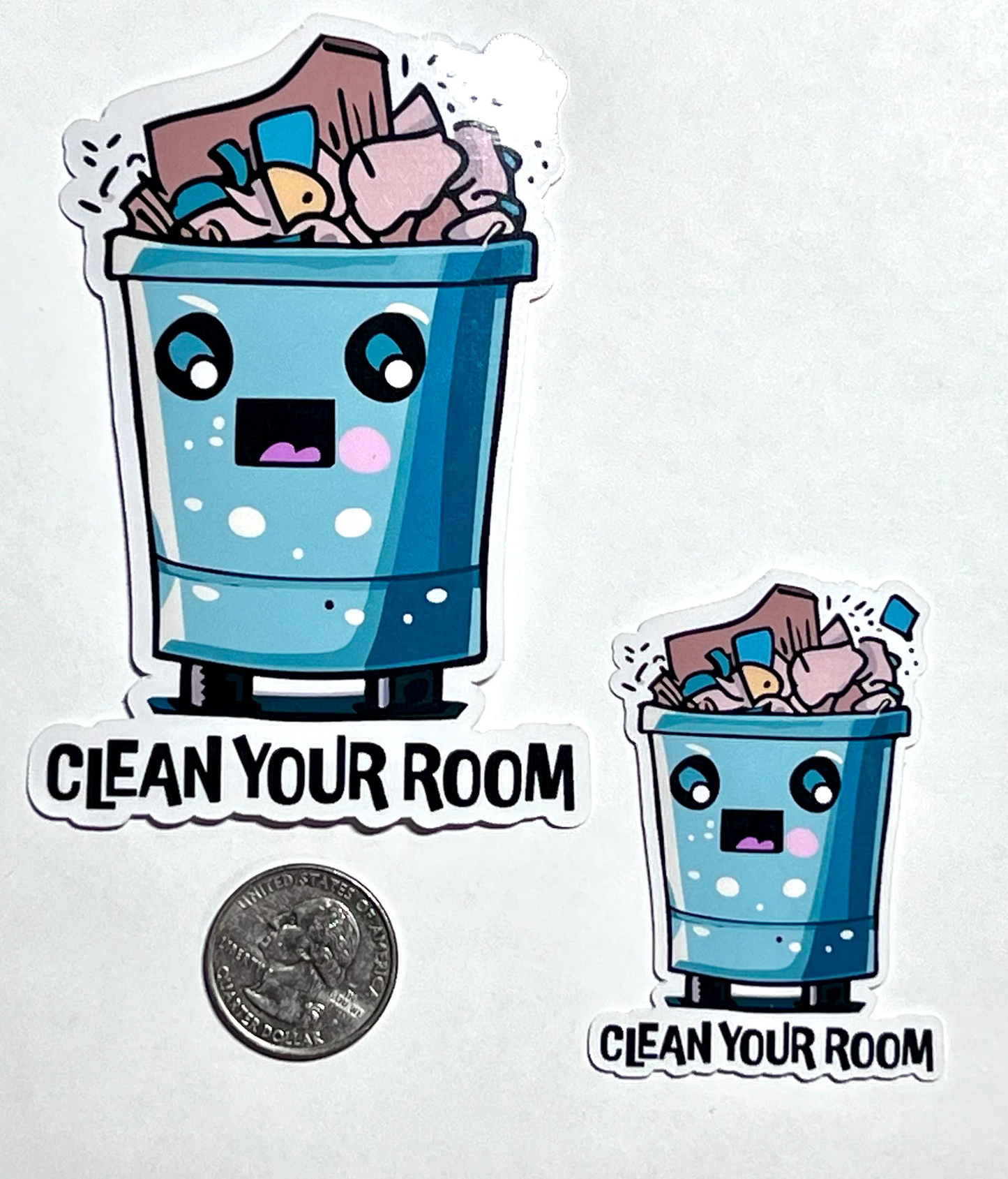 Clean Your Room Garbage Can Sticker | Cute Garbage Can Sticker