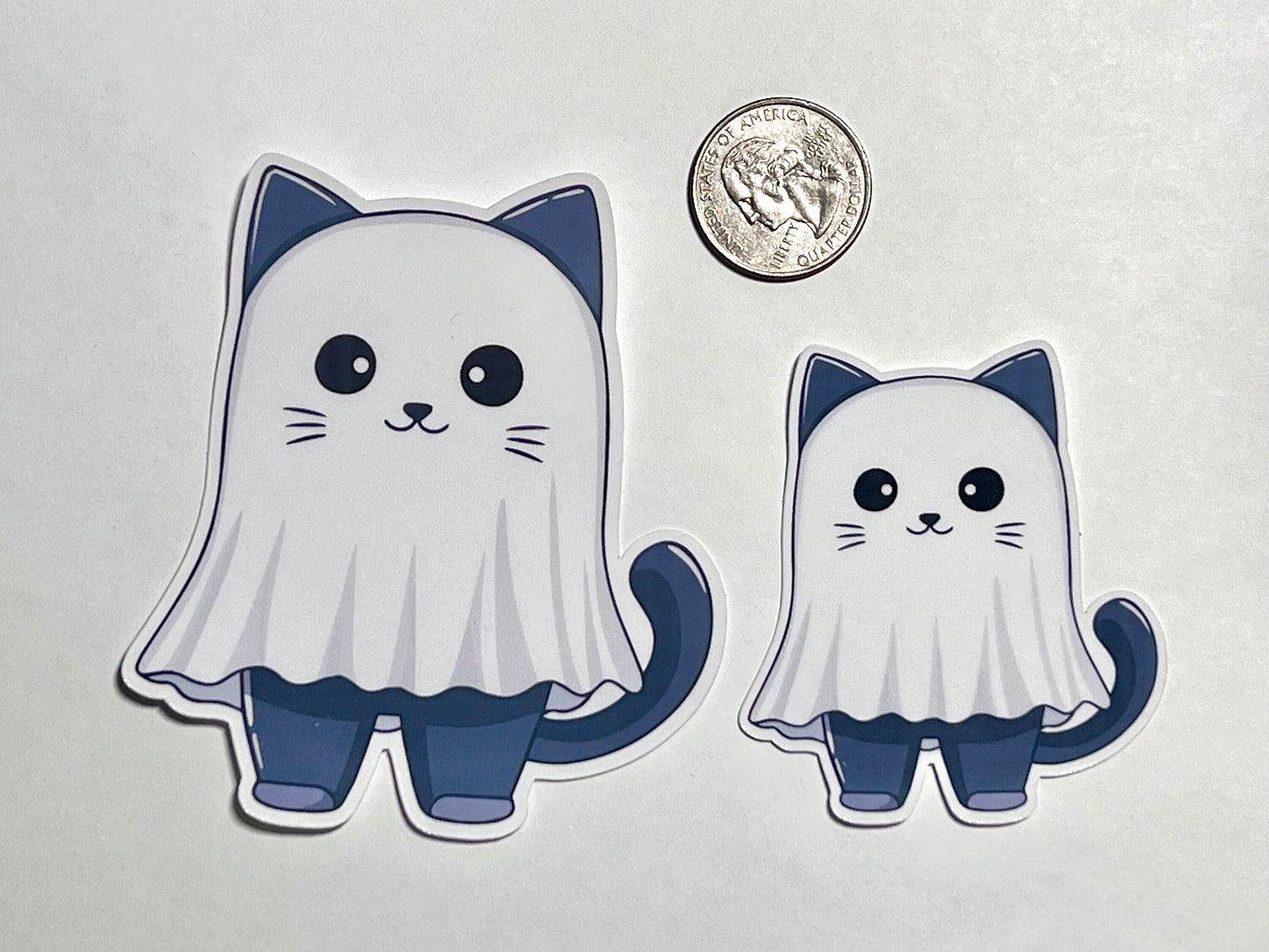 Ghost Cat Sticker | Kitty Wearing Ghost Costume Sticker