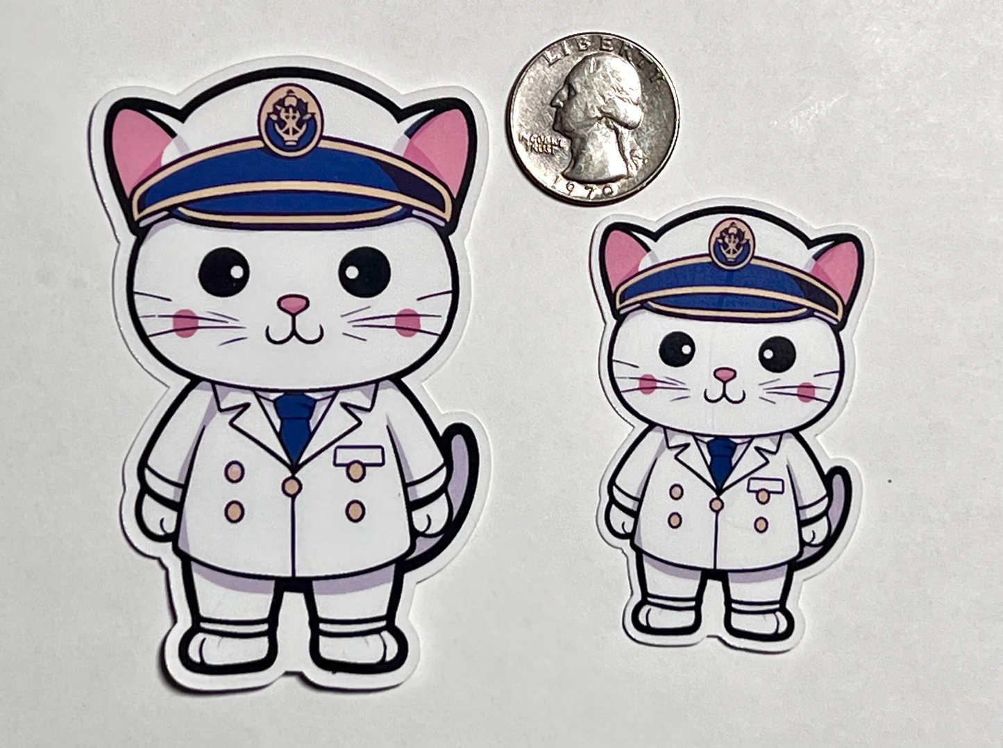 Cruise Ship Captain Cat Sticker | Ship Captain Cat Vinyl Sticker