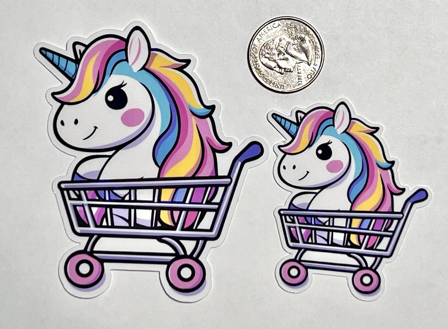 Unicorn in Shopping Cart Sticker | Shopping Unicorn Sticker | Unicorn Lover Gift