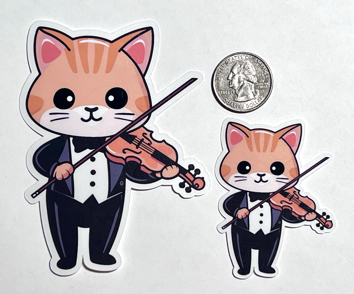 Violin/Viola Cat Sticker | Violin Cat Orchestra Vinyl Sticker | Musician Gift | Orchestra Gift Violinist/Violist Gift