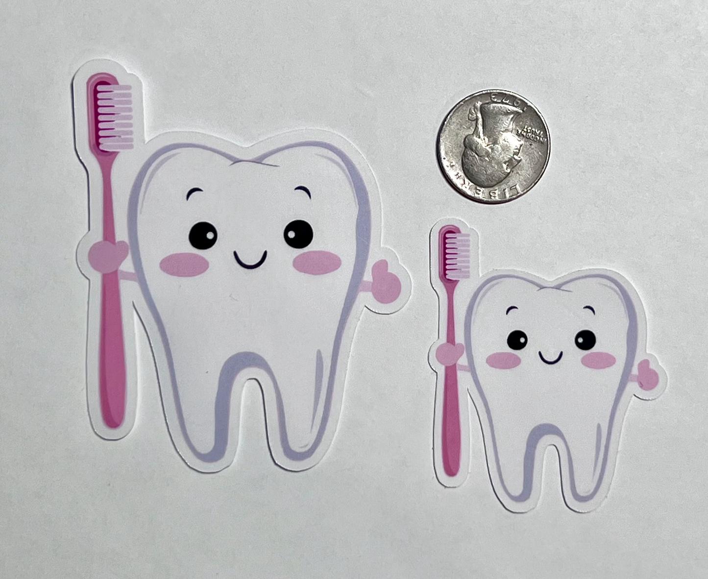 Tooth with Toothbrush Sticker | Brush Your Teeth Sticker | Dentist Gift | Dental Hygienist Sticker