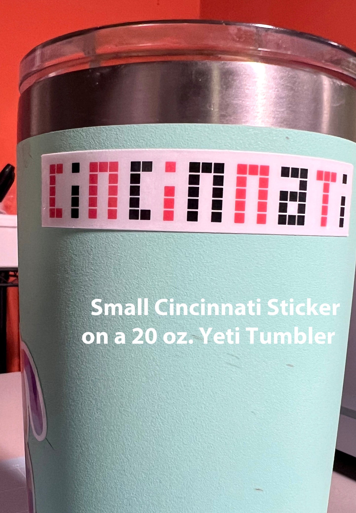 Cincinnati Sign Vinyl Sticker in Orange & Black- For Cincinnati Bengals Fans and the Cincinnati Convention Center Sign- Pixel Art. 3 Sizes.