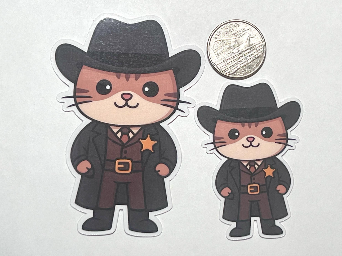 Sheriff/Marshal Cat Old Wild West Sticker | Lawman | Water Bottle Sticker