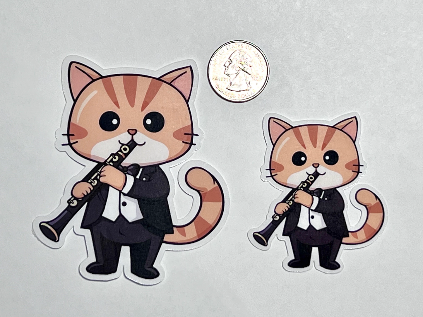 Clarinet Cat Sticker | Clarinet Kitty Orchestra Vinyl Sticker