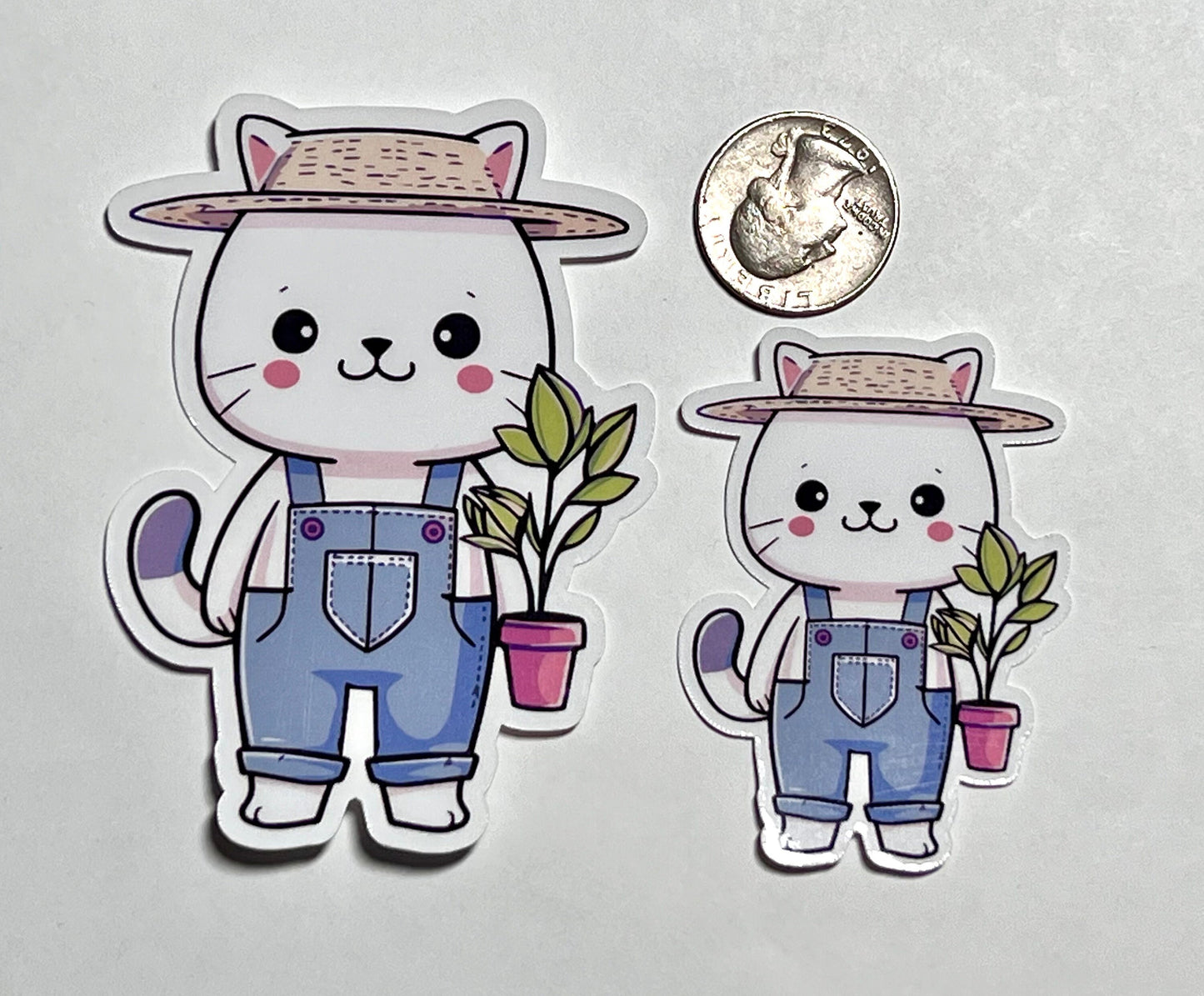 Gardener Cat Sticker | Kitty with Plant Vinyl Sticker