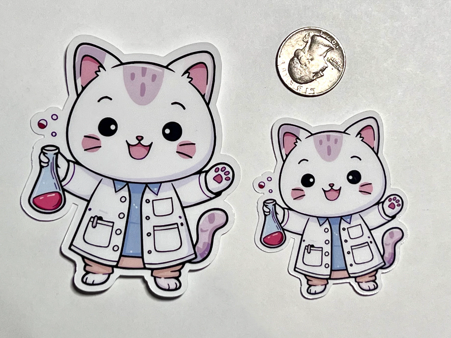 Scientist Cat Sticker | Chemist Lab Kitty Vinyl Sticker | Chemistry Gift | Chemical Reaction