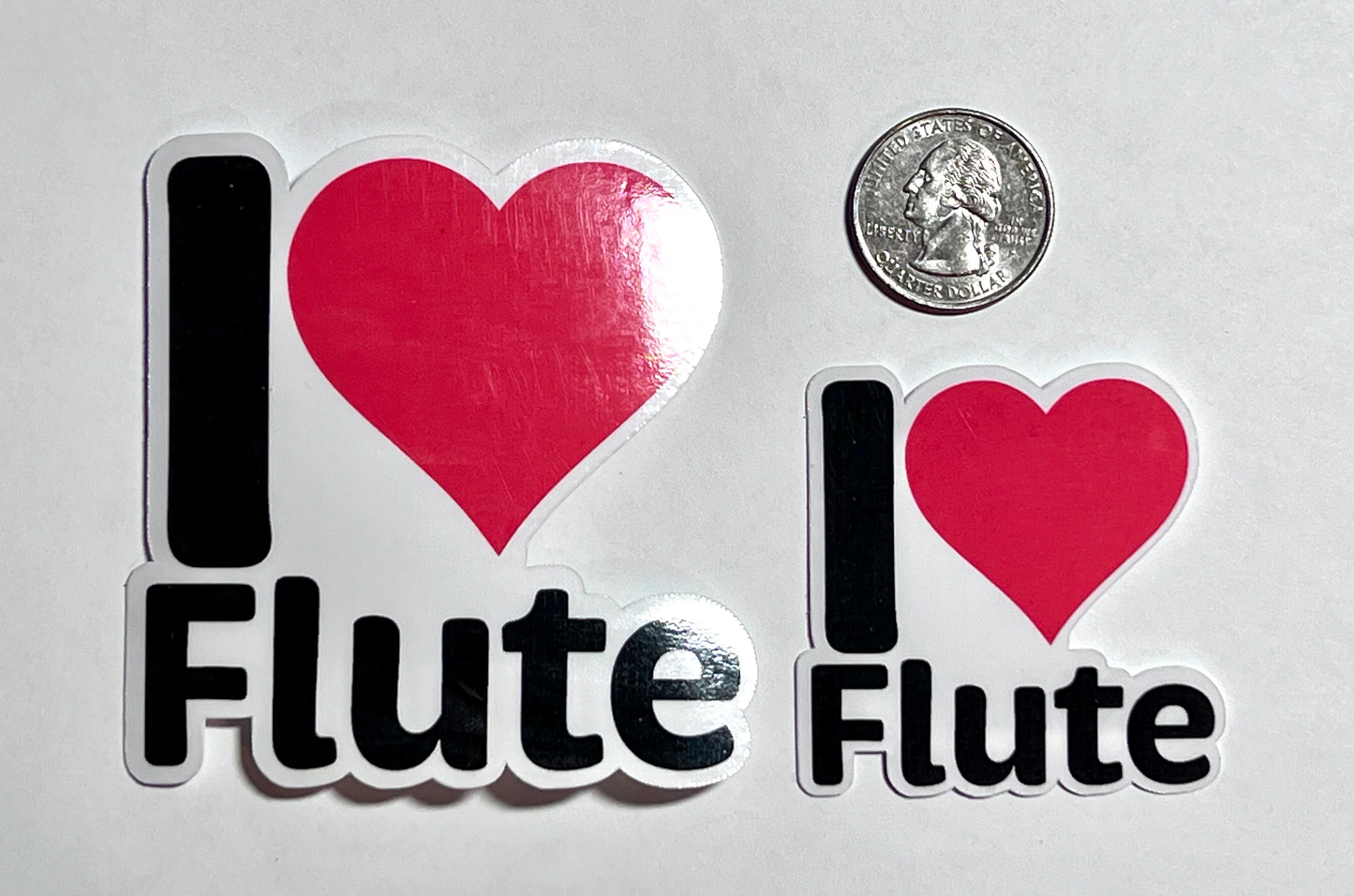 I love Flute Sticker | I Heart Flute Vinyl Sticker| Flute Teacher Gift | Marching Band| Concert Band | Orchestra