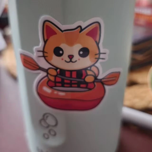 Kayak Cat Sticker | Whitewater Kayaking Kitty Vinyl Sticker