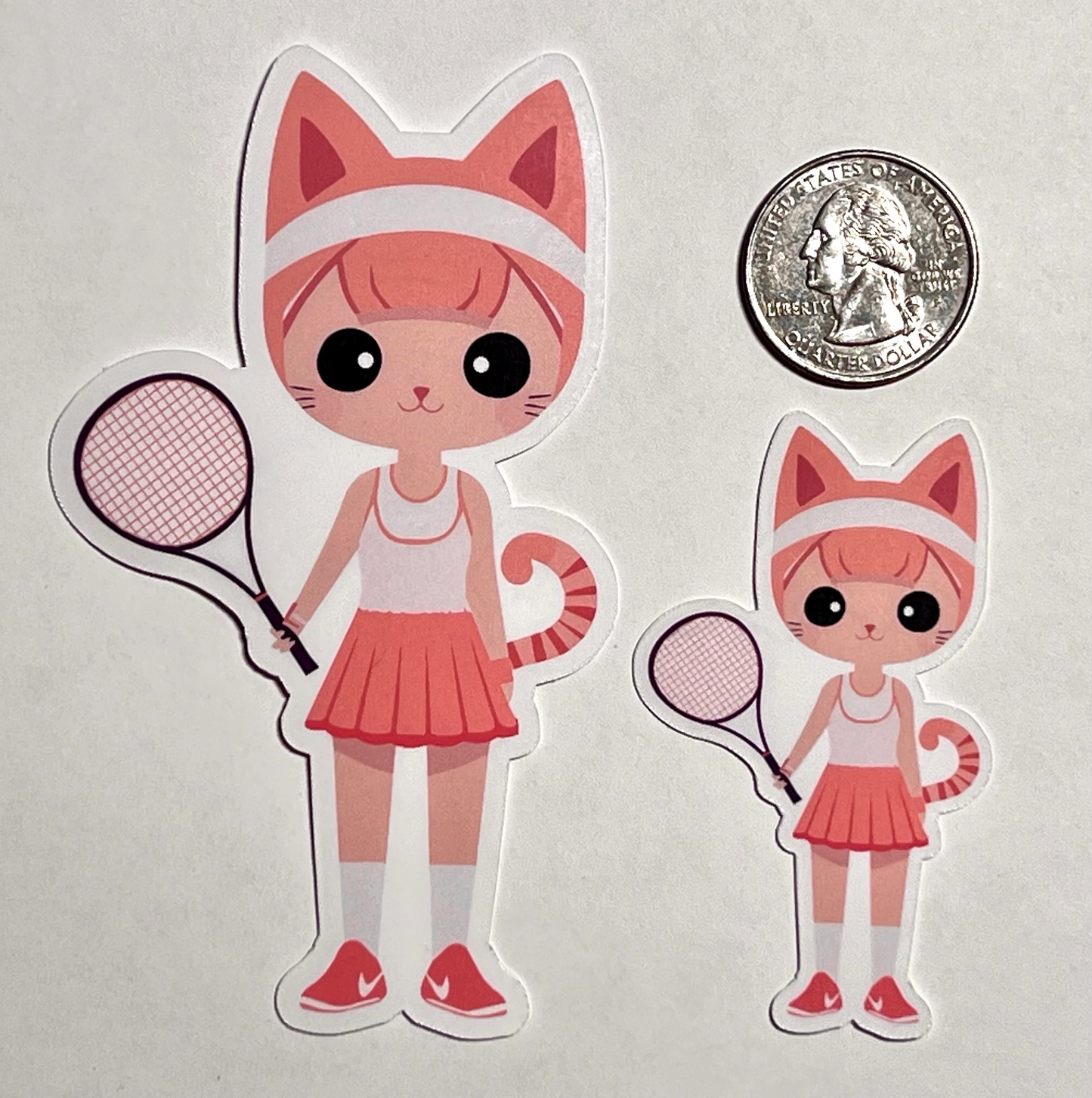 Tennis Girl Cat Sticker | Stylish Tennis Playing Female Cat | Women's Tennis | Tennis Gifts | High School Girls Tennis