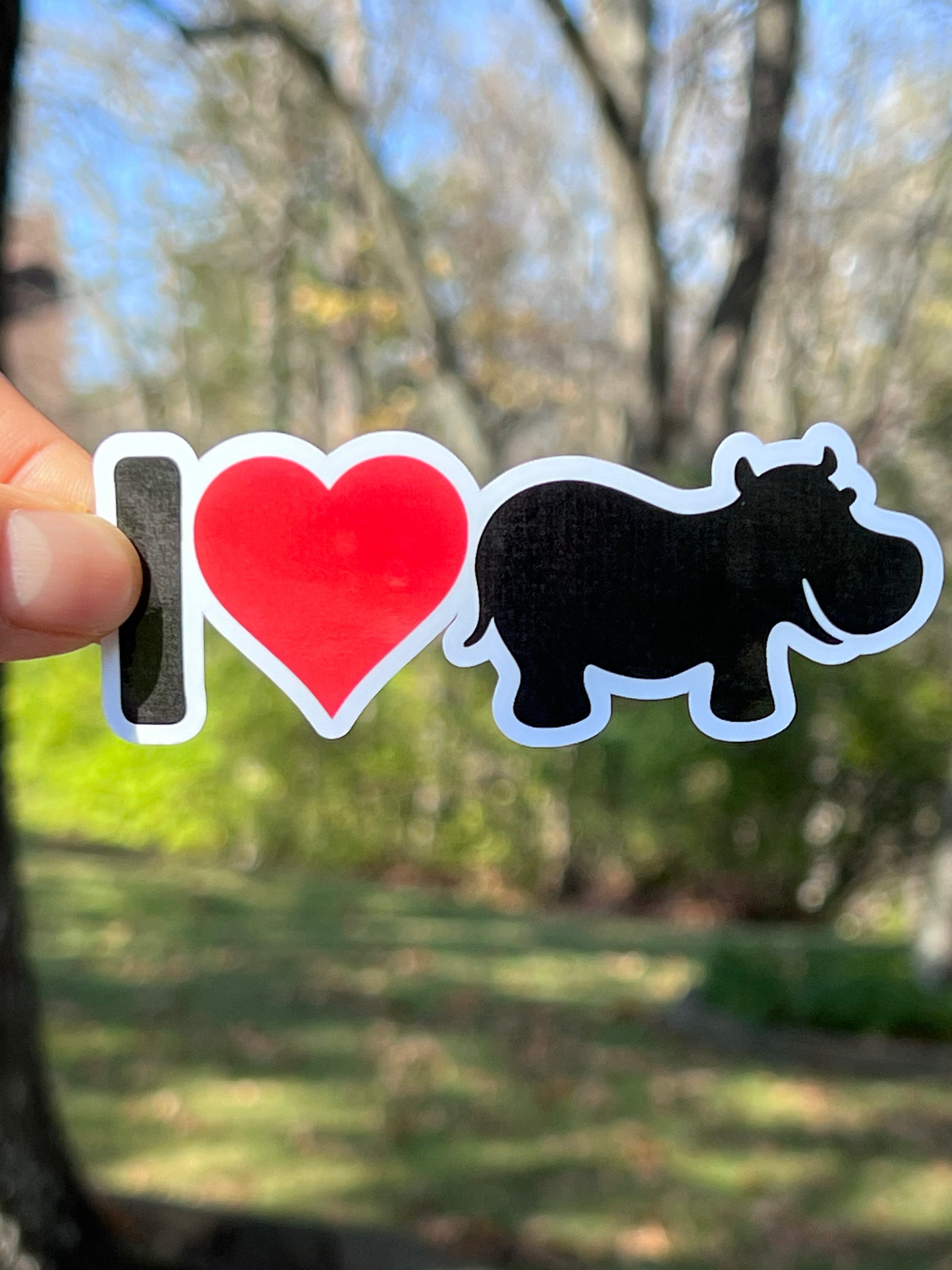 I love Hippos Sticker | I Heart Hippos Vinyl Stickers | Hippopotamus