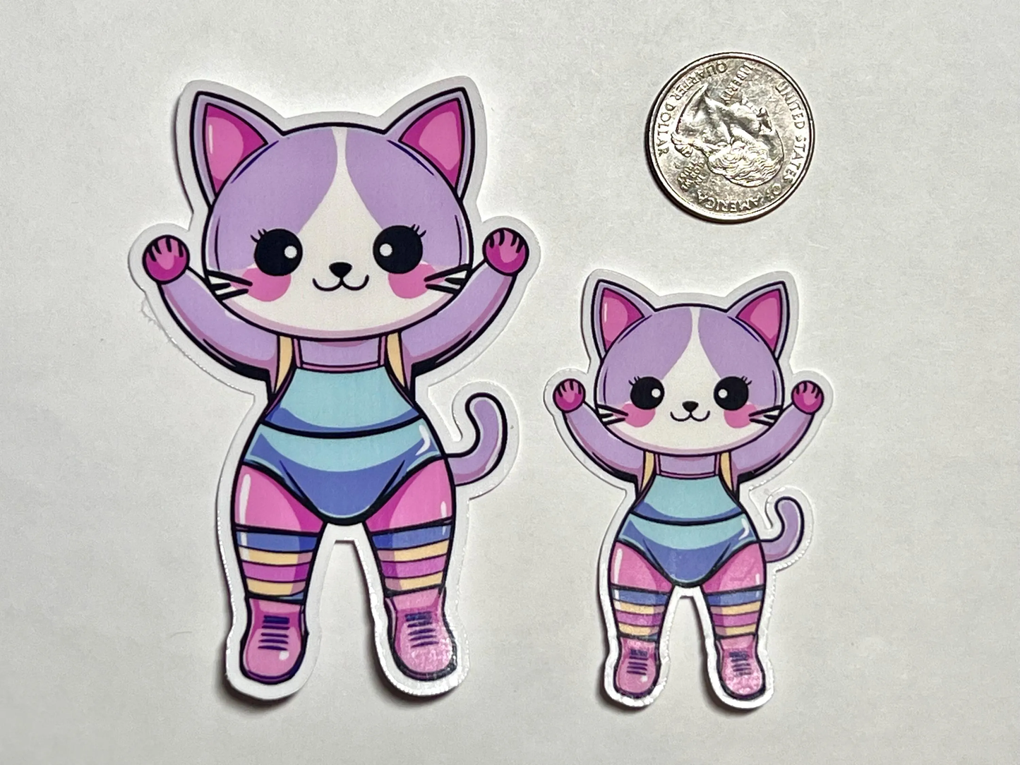 Aerobics Cat Sticker | 80's Style Aerobics Cat Vinyl Sticker