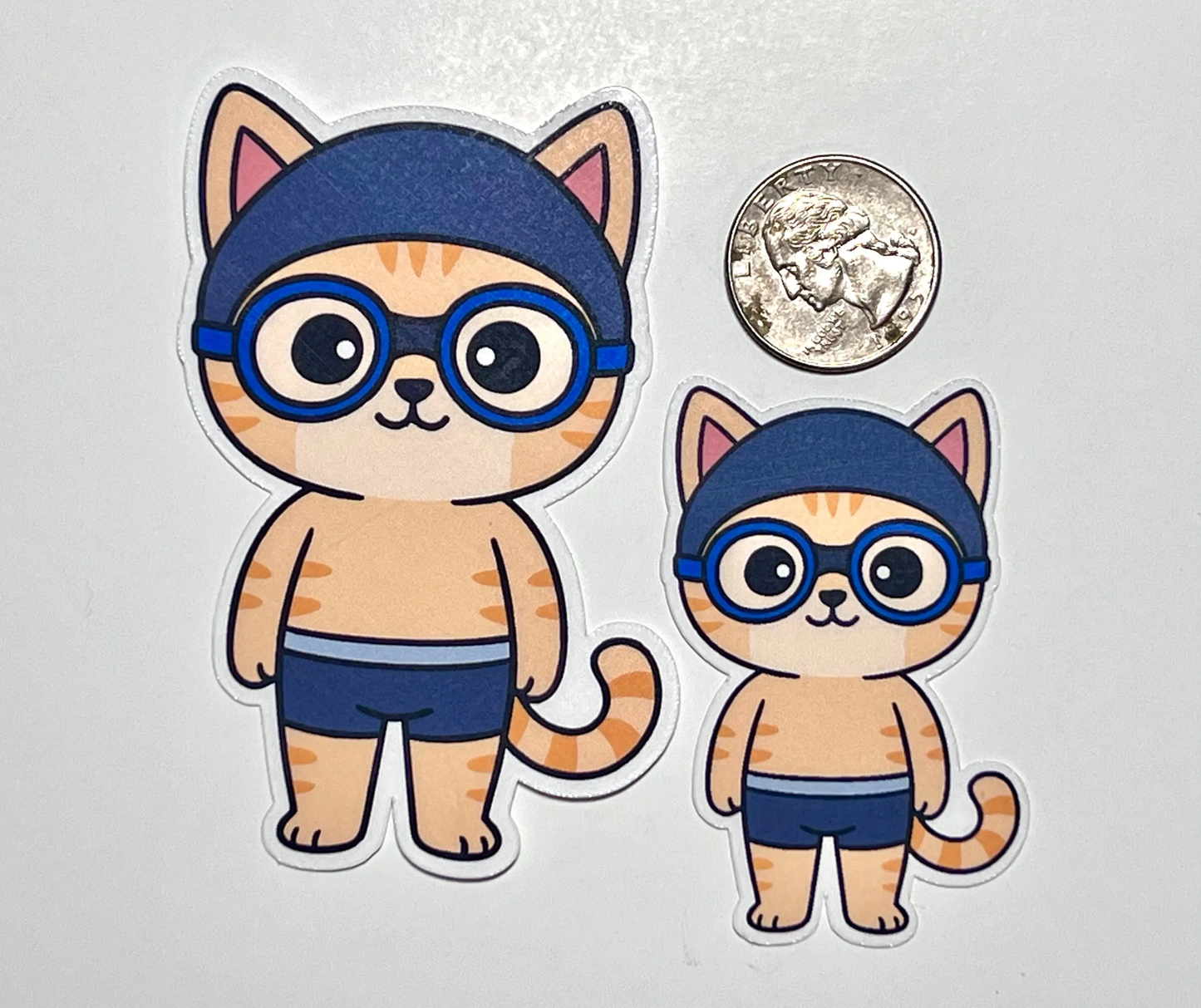 Swim Cat Sticker | Swimmer Male Kitty | Water Bottle Sticker