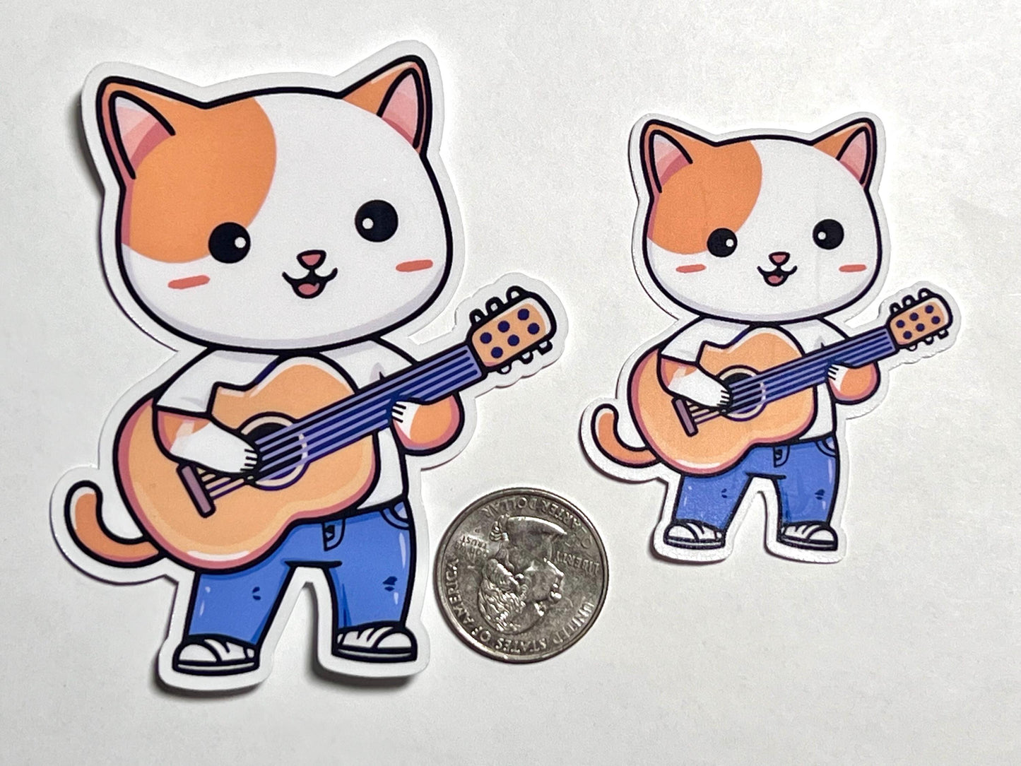 Acoustic Guitar Cat Sticker | Guitarist Kitty