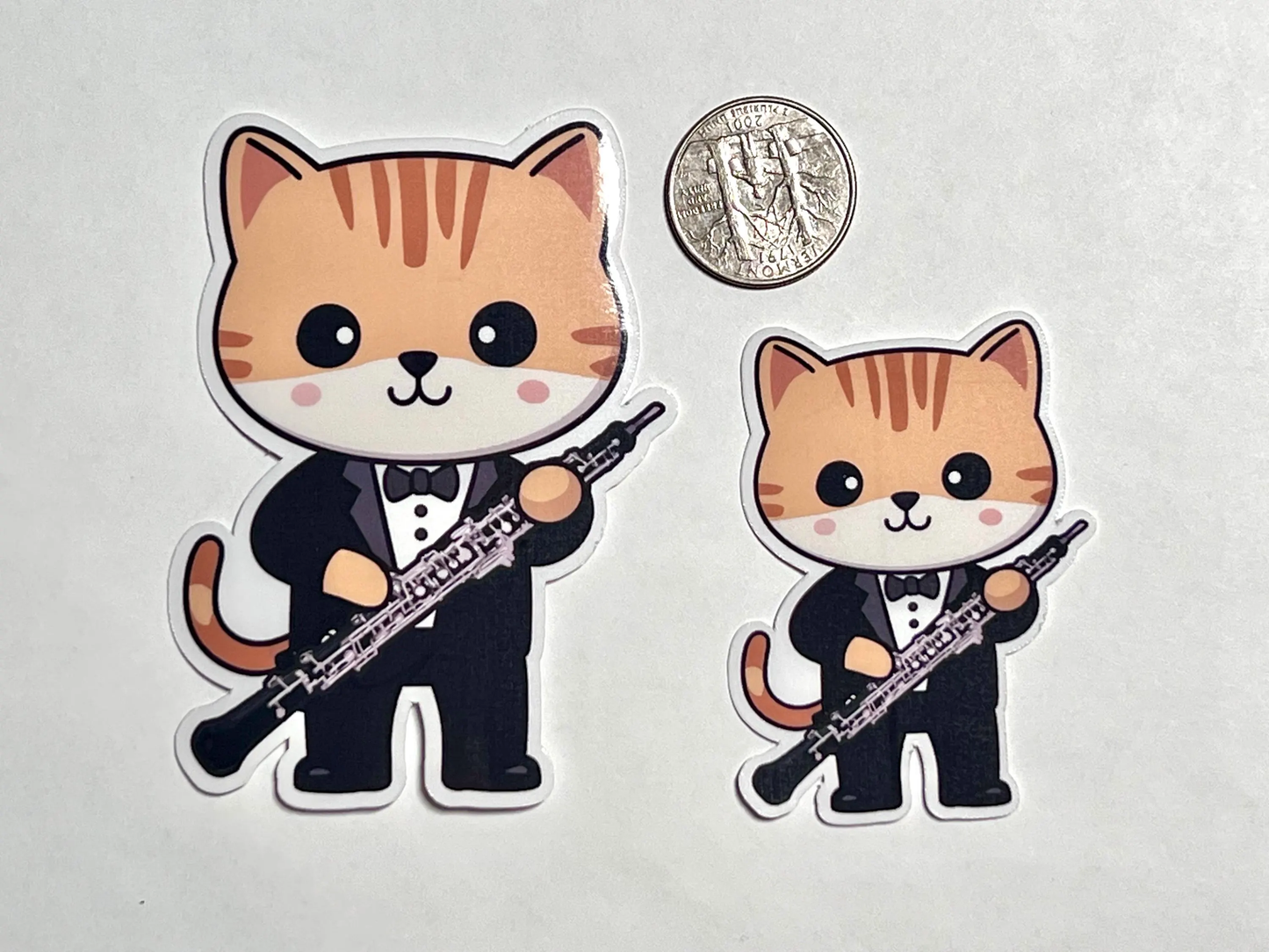 Oboe Cat Sticker | Oboe Kitty Orchestra Vinyl Sticker