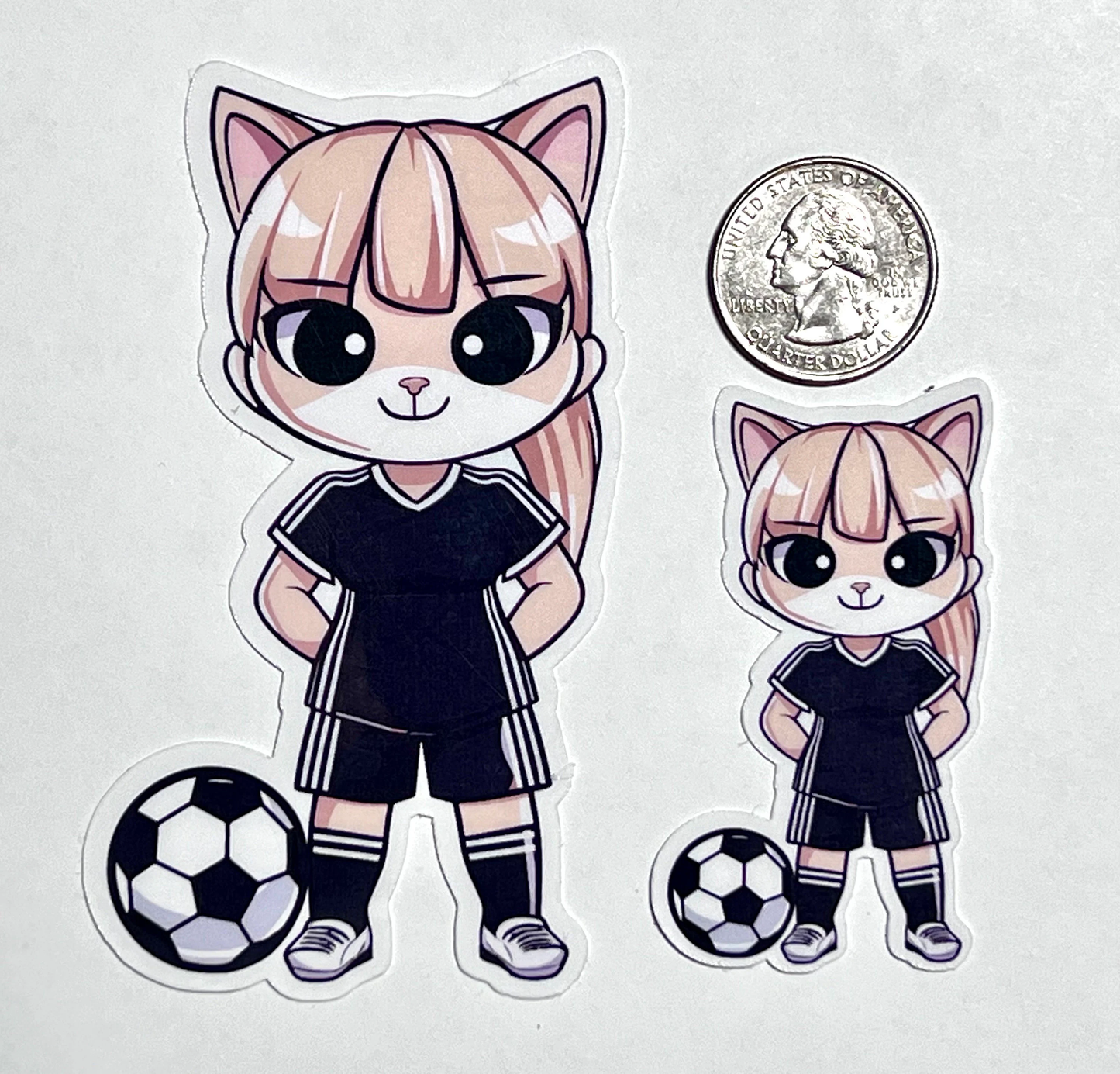 Soccer Girl Cat Sticker | Football Girl Cat Vinyl Sticker | Soccer Team Gift | Soccer is Life