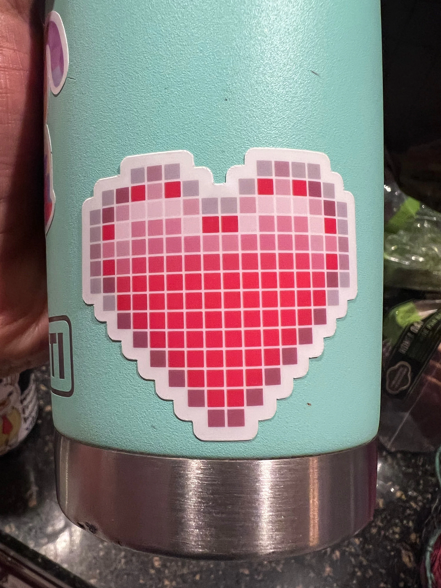 Heart Pixel Art Vinyl Stickers for Water Bottles, lunch boxes, hydro flask, laptops. 8bit stickers, waterproof sticker, Car Sticker