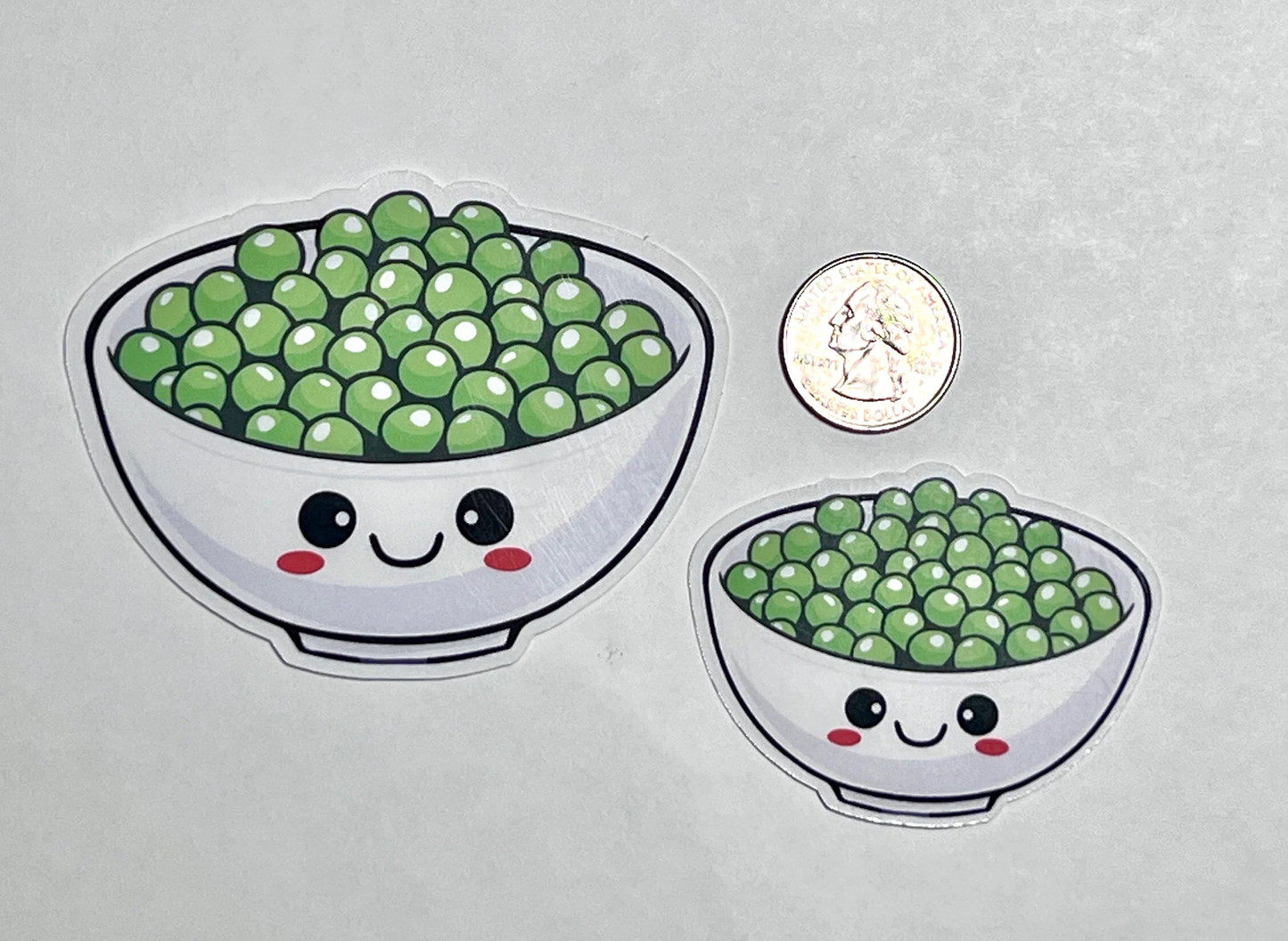 Cute Bowl of Peas Sticker |  Kids Vegetable Kawaii Design